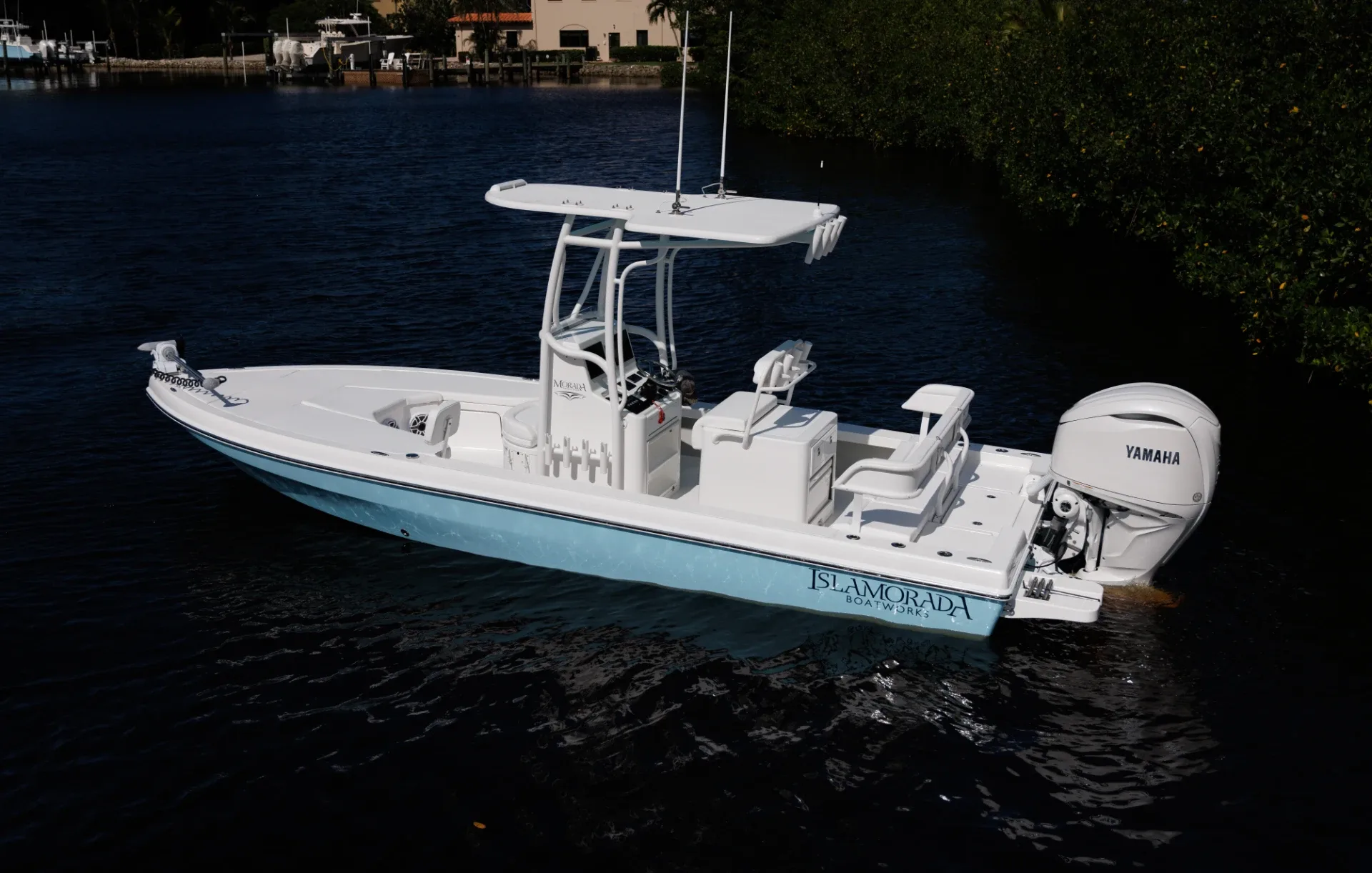 Islamorada Boatworks bay boat at the dock