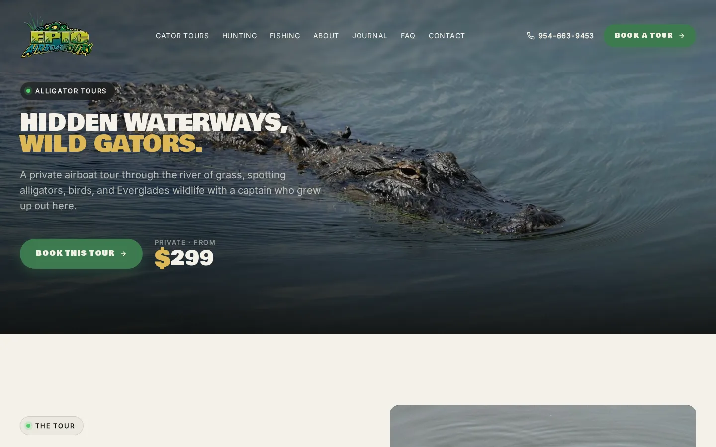 Epic Airboat Tours Everglades gator tour page: one tour, what you will see, and how to book.