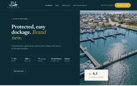 Jensen Marina, The Marina page, a marine site we built