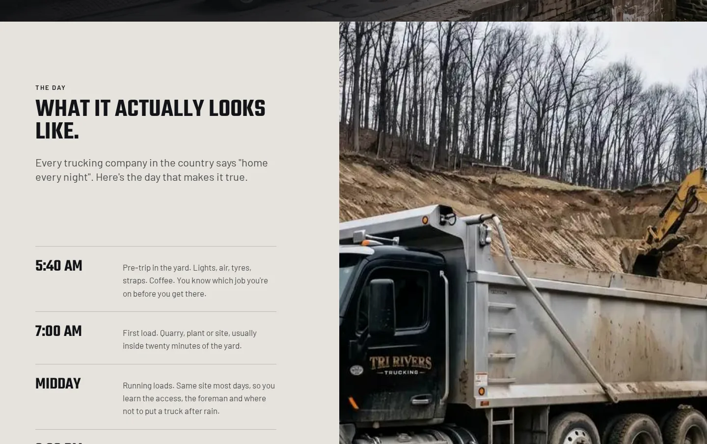 Tri-Rivers Trucking careers page for CDL drivers