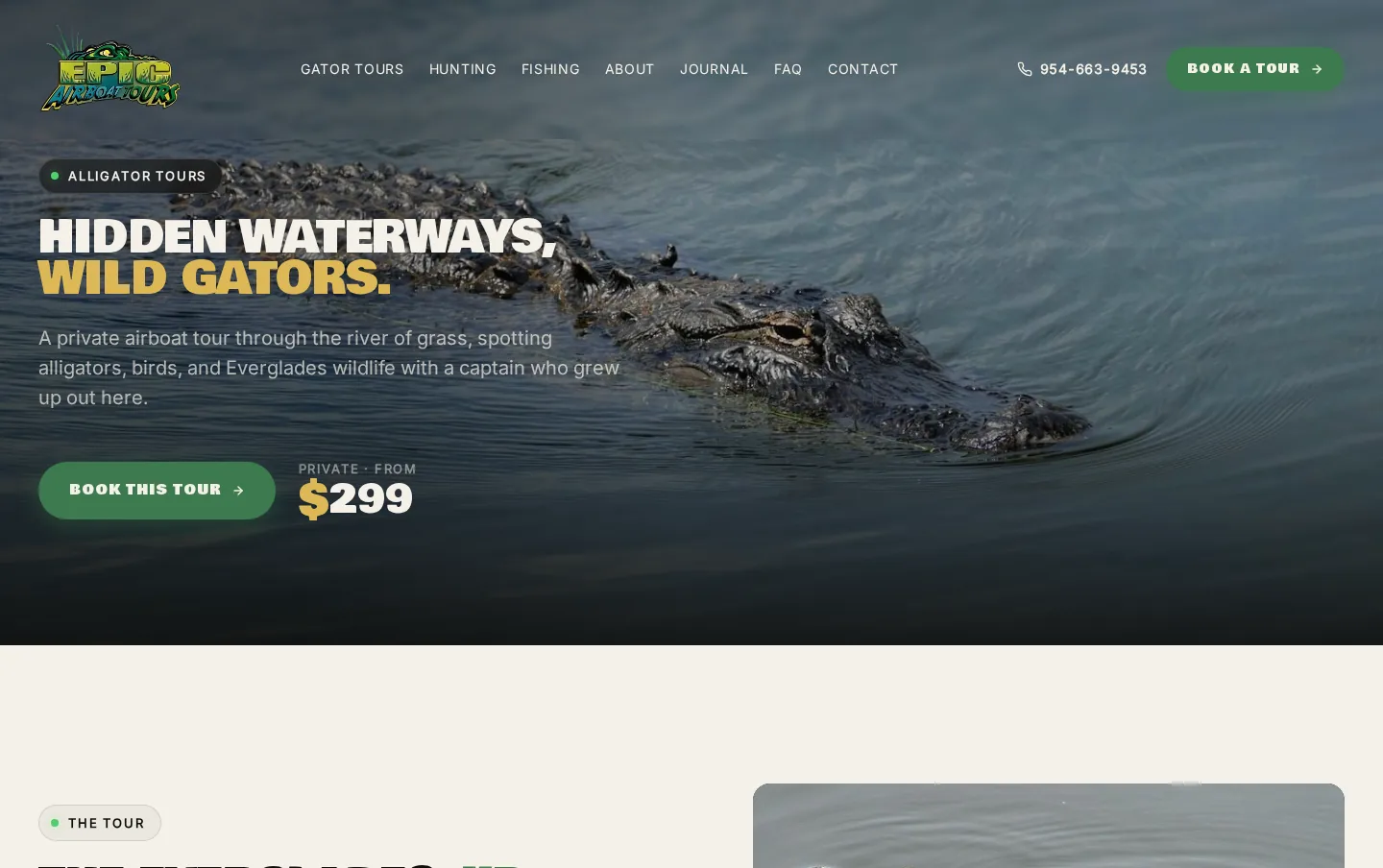 Epic Airboat Tours Everglades gator tour page