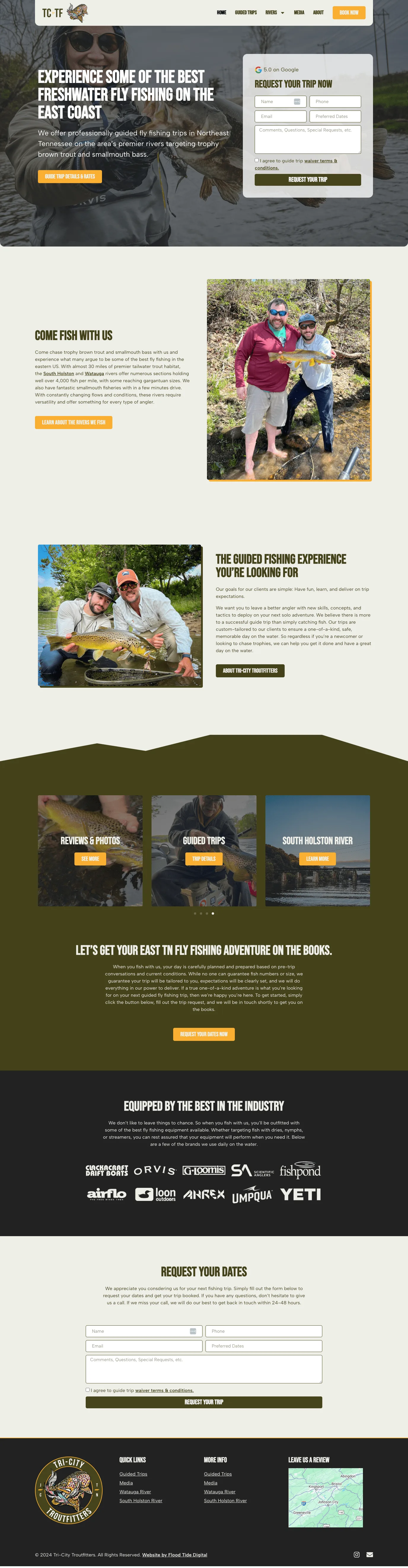 Tri-City Troutfitters website page 2
