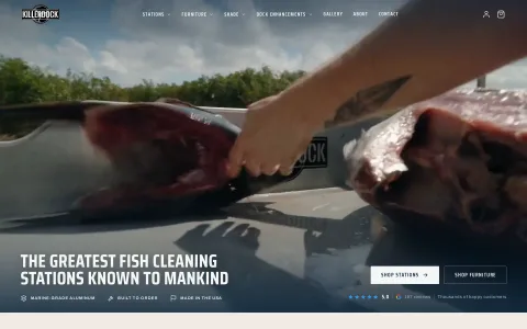 KillerDock homepage hero, an outdoor brand site we built
