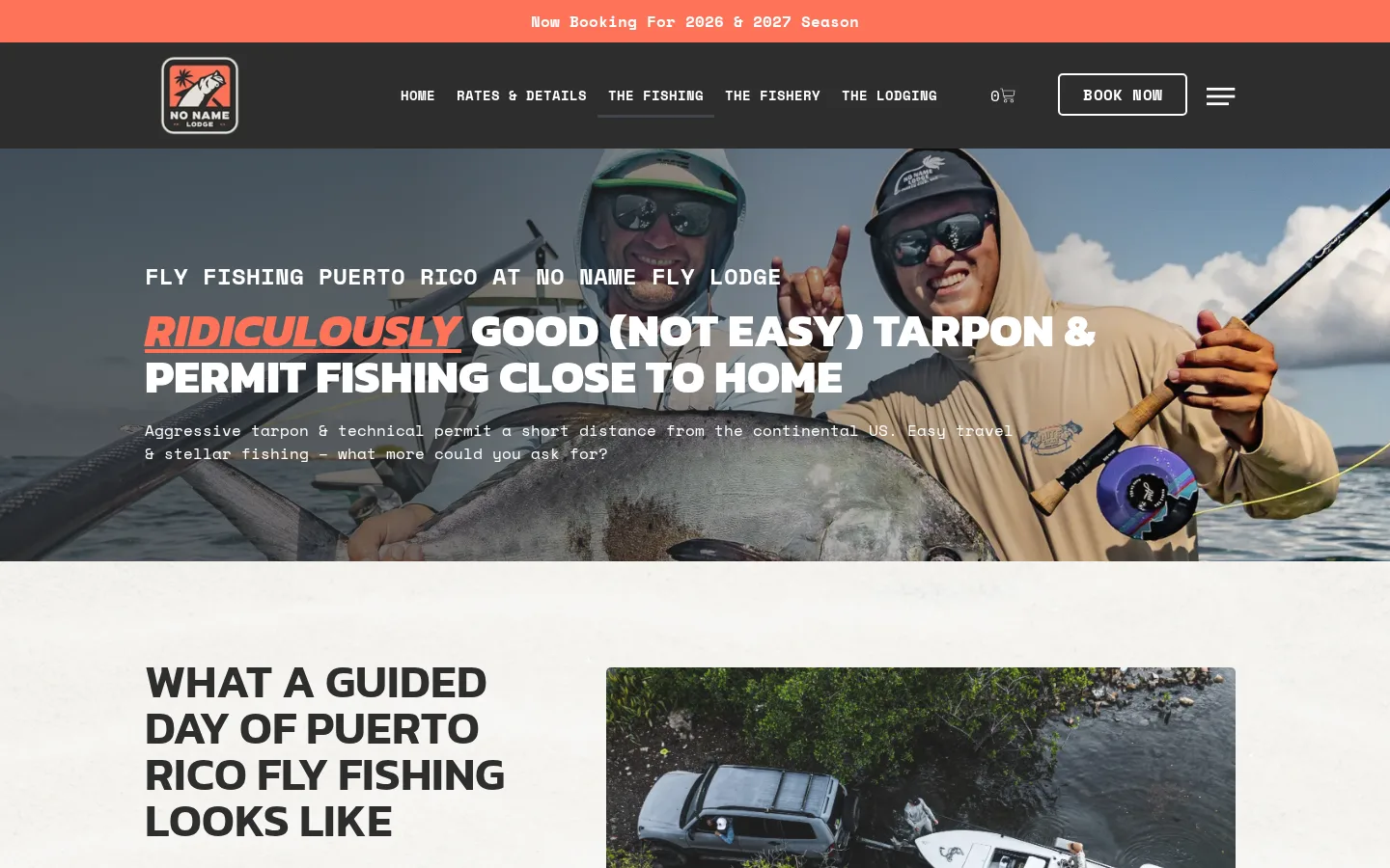 No Name Fly Lodge The Fishing page: how a day runs, so guests can picture the trip before they book.