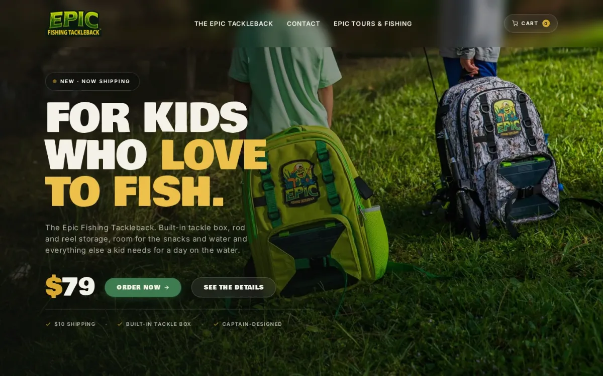Epic Fishing, a single product store we built.