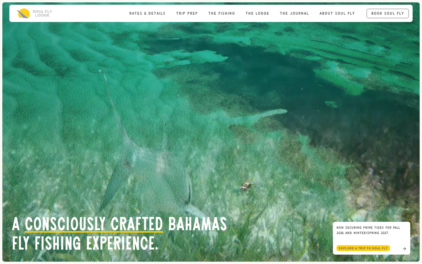 Soul Fly Lodge homepage built by Flood Tide