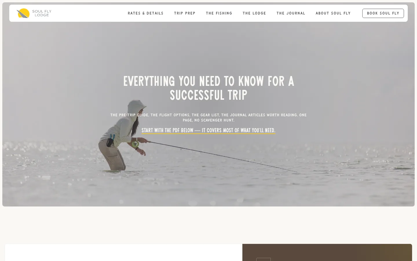Soul Fly Lodge trip preparations page: travel, gear and what to expect, all in one place.